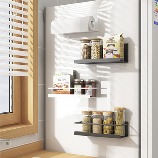 冰箱置物架侧收纳磁吸式 厨房多功能调料免打孔壁挂保鲜膜卷纸架子