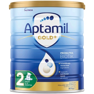 新西兰Aptamil爱他美进口较大婴儿奶粉2段900克6 澳洲 12个月罐装