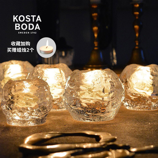 KOSTA BODA进口水晶玻璃 饰浪漫烛台摆件 Snowball北欧轻奢客厅装