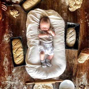 棉色新生儿子宫仿生床便携式 折叠舒适婴儿床中床 可拆洗式