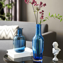 现代简约北欧轻奢玻璃花瓶鲜花水养客厅餐桌茶几插花瓶装 饰品摆件