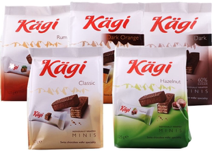 瑞士进口Kagi卡奇威化饼干125g 黑巧克力牛奶夹心饼干零食 包邮
