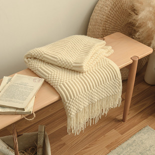 针织菠萝格毛毯盖毯休闲沙发床尾毯沙发巾办公室午睡四季 可用