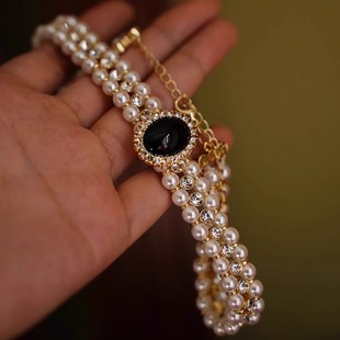 意大利 设计师 轻奢复古珍珠项链宫廷多层锁骨链女 Luetamoy