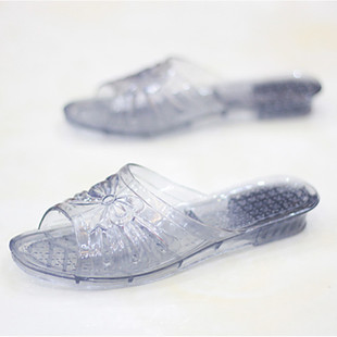 塑料果冻透明平跟凉拖鞋 水晶拖鞋 熟胶室外拖鞋 女夏季 厚底防滑老式