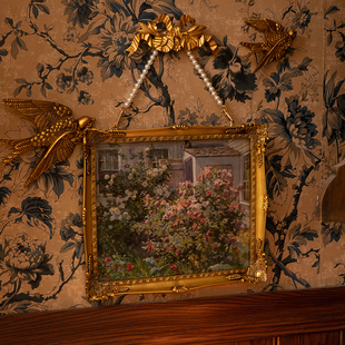 轻奢金色复古欧式 饰文艺轻奢雕花镜面壁挂 浮雕方形相框照片墙面装