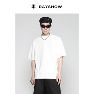 RAYSHOW·雷修｜cleanfit穿搭半高领纯色立体挺阔宽松休闲短袖 T恤