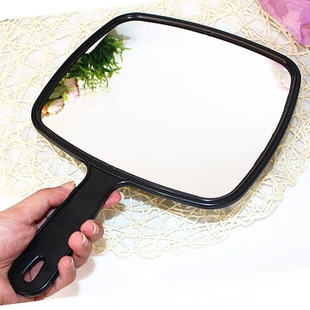 特大号高清化妆镜方形手柄镜圆形便携手持镜美容院发廊镜子梳妆镜