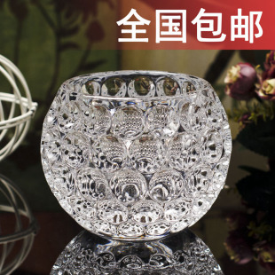 爆款 饰摆件 加重加厚圆球水培绿萝花器透明水晶玻璃花瓶现代家居装