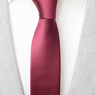 日本FSJunesmeon设计篙端定制手工制窄版 酒红 6CM手打领带男士