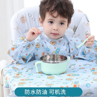 宝宝餐椅罩衣一体儿童吃饭神器反穿防水防脏柔软全包围吃饭餐椅罩