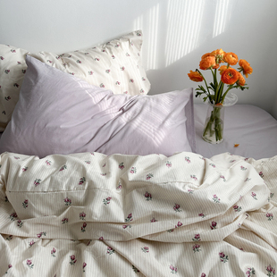 推荐 小清新田园风全棉床上四件套纯棉床单被单被套被罩床笠床品三