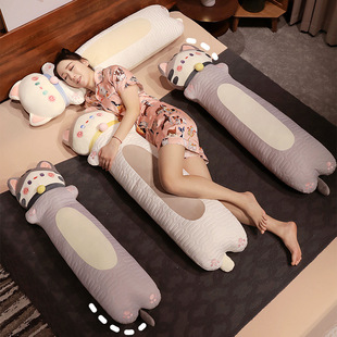 猫咪抱枕女生睡觉床上长条枕可拆洗布娃娃玩偶抱抱猫毛绒玩具公仔