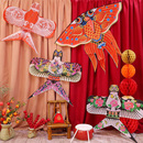 宝宝周岁礼布置道具传统纸灯笼儿童生日宴中式 复古燕子金鱼风筝