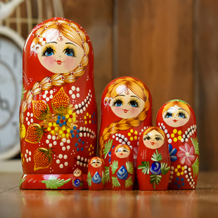 套娃俄罗斯7层烤漆草莓套娃手工风干椴木 节日礼品儿童益智玩具