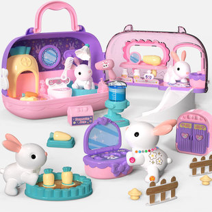 女孩宠物兔子狗猫玩偶公主玩具娃娃屋3岁以上过家家儿童生日礼物5