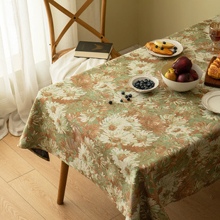 美式 饰台布桌垫茶几盖布 复古桌布长方形轻奢餐桌布高级感油画装