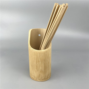 天然楠竹筷子筒家用筷篓沥水通风筷笼碳化竹制筷子收纳盒小号圆筒