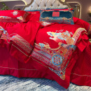 120支婚庆四件套大红结婚床品套件 喜被套纯棉多件套床上用品