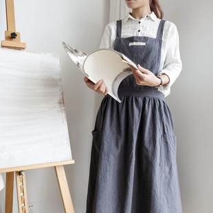 北欧百褶围裙 成熟文艺范全棉厨房时尚 围裙女 咖啡厅艺术家用日式
