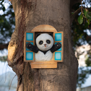 创意小熊猫摆件民宿院子树上装 饰壁挂 饰挂件幼儿园户外庭院花园装