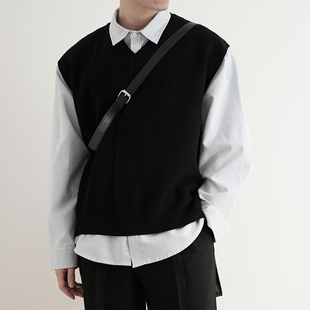 SHIJOIN原创FUNDAJOIN黑色V领短款 针织毛衣背心ins200120宽松马甲