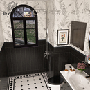 法式 复古燕子花砖浴室黑色木纹砖厕所防滑地砖卫生间瓷砖厨房墙砖
