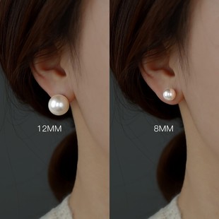 2024年新款 999纯银珍珠耳钉女气质小众设计高级感耳环耳饰 潮爆款