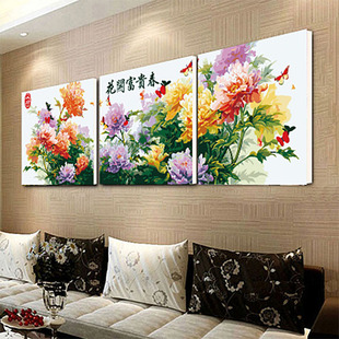 diy数字油画手绘填色客厅风景抽象花卉情侣三拼三联装 饰50 3幅