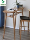 北欧全实木吧台桌椅原木高脚桌简约日式 家用小户型多功能靠墙桌子