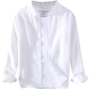 长袖 白衬衫 潮流休闲衬衫 白色外套日常基础款 清新时尚