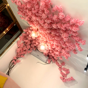 仿真花日式 饰 樱花树空调管道室内仿真树客厅吊顶婚庆假树网红墙装