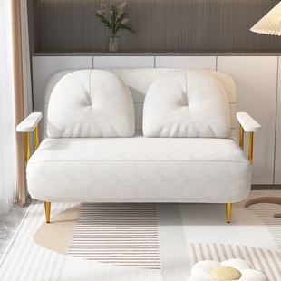 奶油风小户型客厅沙发床折叠两用2024新款 可以当床双人伸缩沙发