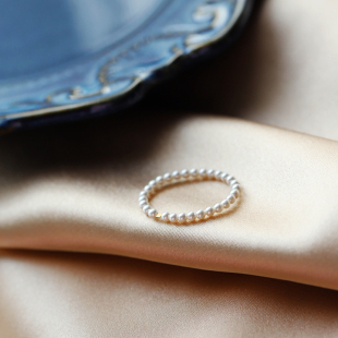 大乐良品素圈小珍珠戒指女时尚 小众设计简约指环ins潮冷淡风 个性