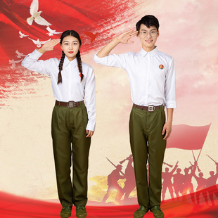芳华知青大中小学生男女78十年代军装 红歌合唱绒花舞蹈朗诵演出服
