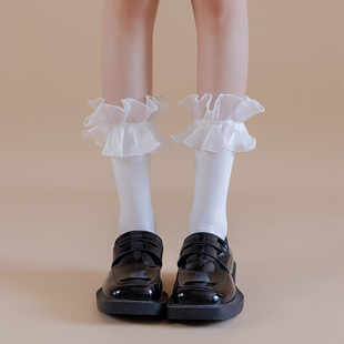 蕾丝花边袜子女长筒袜日系可爱黑色jk小腿袜洛丽塔白色公主高筒袜