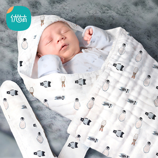 初生婴儿包被夏季 新生儿用品小被子宝宝必备襁褓纯棉纱布抱被 薄款