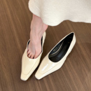 超软哒 平跟平底鞋 elingstudio 法式 白色软皮浅口单鞋 女2024新款
