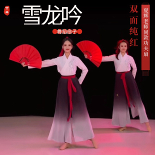 夏辉雪龙吟扇子太极功夫舞蹈扇子中国风红色塑料响扇舞蹈演出道具