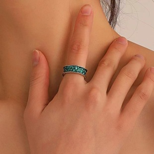 铜绿色戒指女小众设计气质百搭个性 开口对戒高级感配饰 ins风韩版