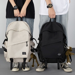 双肩包女初中生大学生书包男男士 简约百搭大容量电脑旅行背包可放