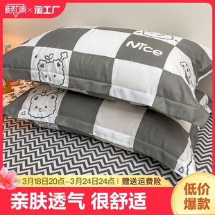 水洗棉枕套枕头套装 枕芯单个48x74cm家用男成人单独 一对2023新款