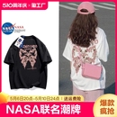 NASA联名蝴蝶结印花纯棉短袖 t恤女夏季 潮牌宽松圆领上衣 2024新款