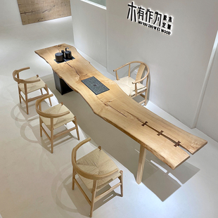 木有作为日式 中古实木大板茶桌原木异形自然茶台做旧纹理泡茶桌子