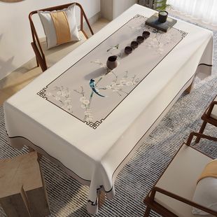 中式 桌布布艺棉麻防水餐桌布长方形古典中国风茶几台布家用茶桌布