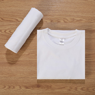 210克32支长绒棉纯棉圆领短袖 白T恤单件