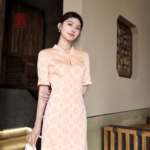 雅莹宋锦臻藏系列 限量预售4848 国风真丝旗袍新中式 连衣裙