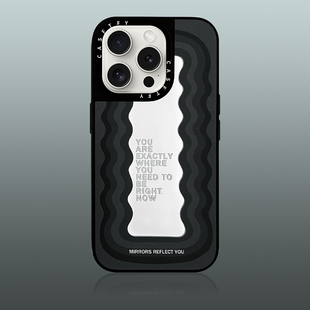 黑色粉色波浪艺术高级感苹果磁吸手机壳iPhone11 CASET联名新款 网红14ProMax防摔15promax赵露思同款