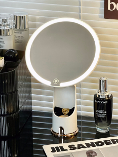 镜子化妆镜台式 桌面宿舍便携手持LED带灯可调节补光家用梳妆台镜