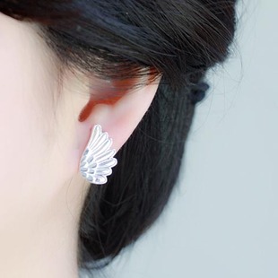 92纯5银耳钉夸张耳饰女款 天使之翼 独特潮流 韩国时尚 气质个性